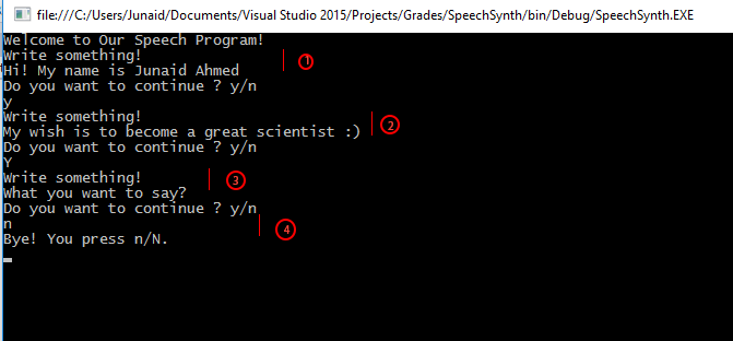 Speech synthesis program c sharp step 4