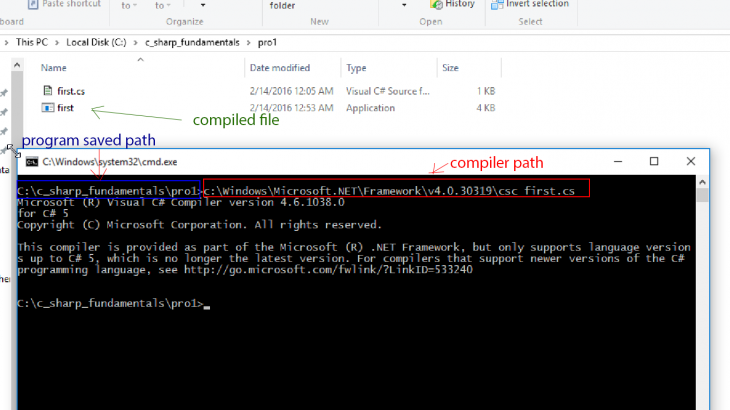 c sharp fundamental program compiled