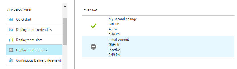 asp.net core deployment git github, azure